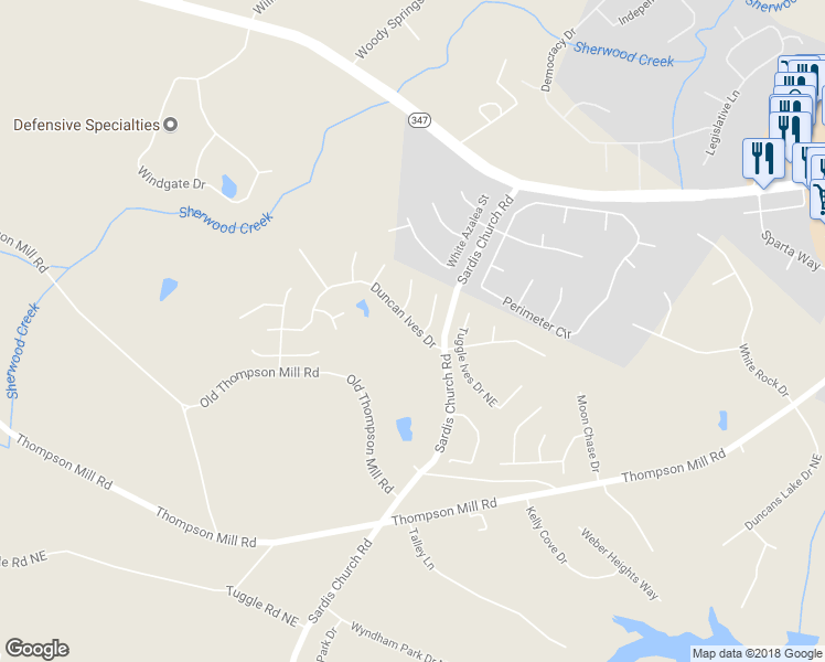map of restaurants, bars, coffee shops, grocery stores, and more near 4169 Duncan Ives Drive in Buford