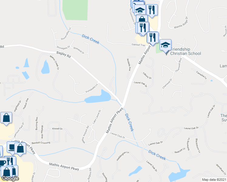 map of restaurants, bars, coffee shops, grocery stores, and more near 2710 Luberon Ln in Cumming