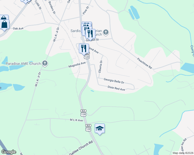 map of restaurants, bars, coffee shops, grocery stores, and more near 299 Fairlane Drive in Jefferson
