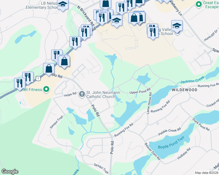 map of restaurants, bars, coffee shops, grocery stores, and more near 22 Old Still Road in Columbia