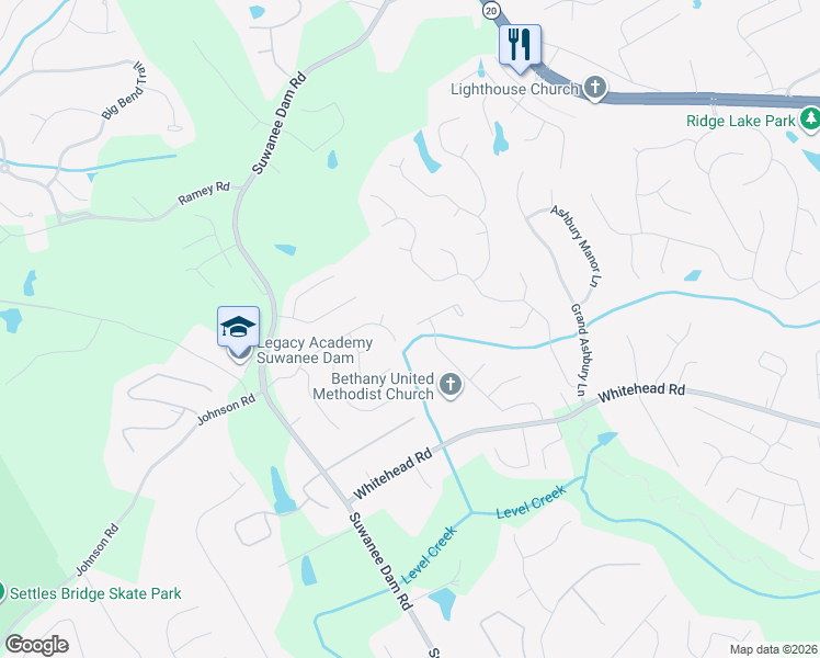 map of restaurants, bars, coffee shops, grocery stores, and more near 169 Somerset Rose Lane in Sugar Hill