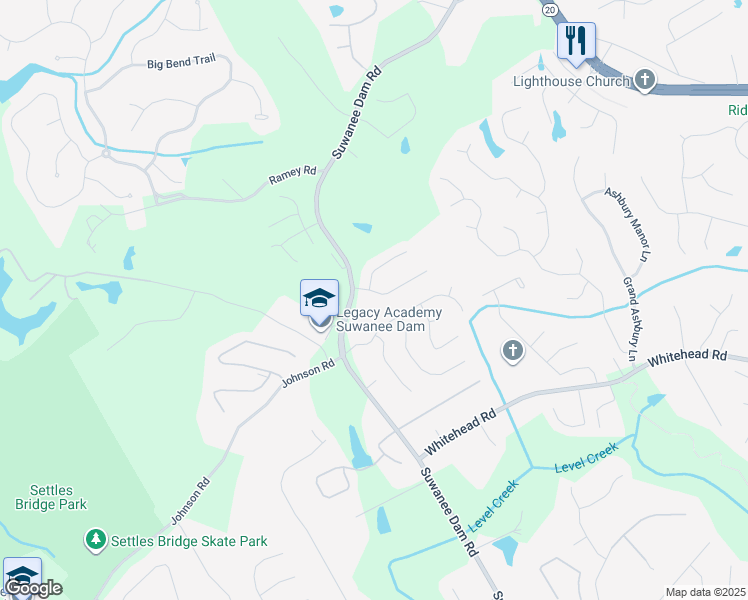 map of restaurants, bars, coffee shops, grocery stores, and more near 35 Saltcreek Point Northeast in Sugar Hill
