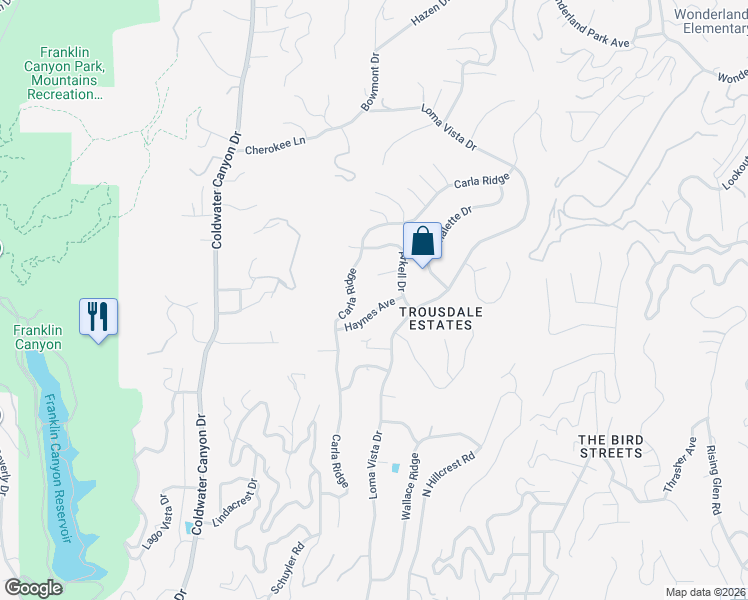 map of restaurants, bars, coffee shops, grocery stores, and more near 535 Haynes Avenue in Beverly Hills
