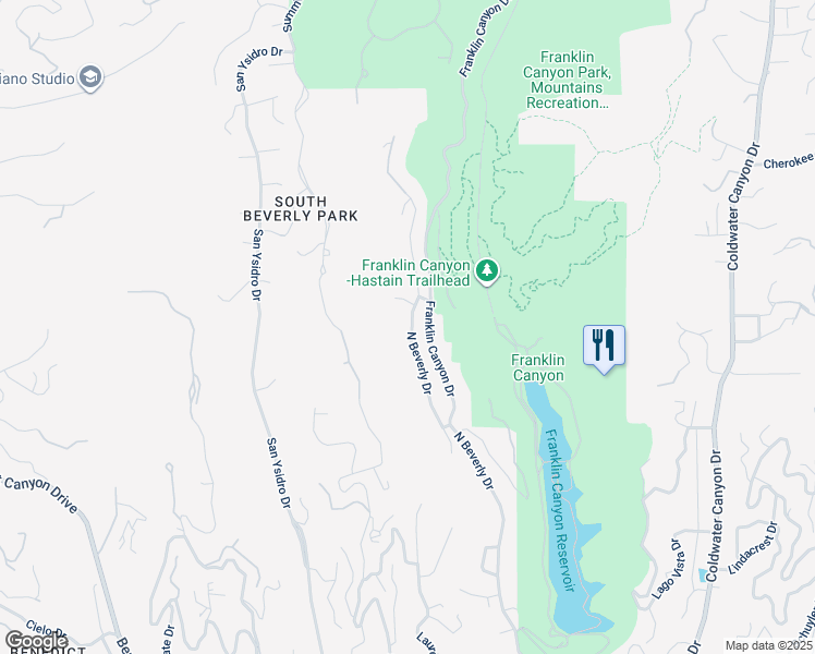 map of restaurants, bars, coffee shops, grocery stores, and more near 1847 North Beverly Drive in Beverly Hills
