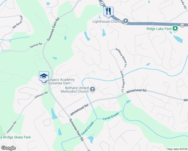 map of restaurants, bars, coffee shops, grocery stores, and more near 298 Somerset Rose Lane in Sugar Hill