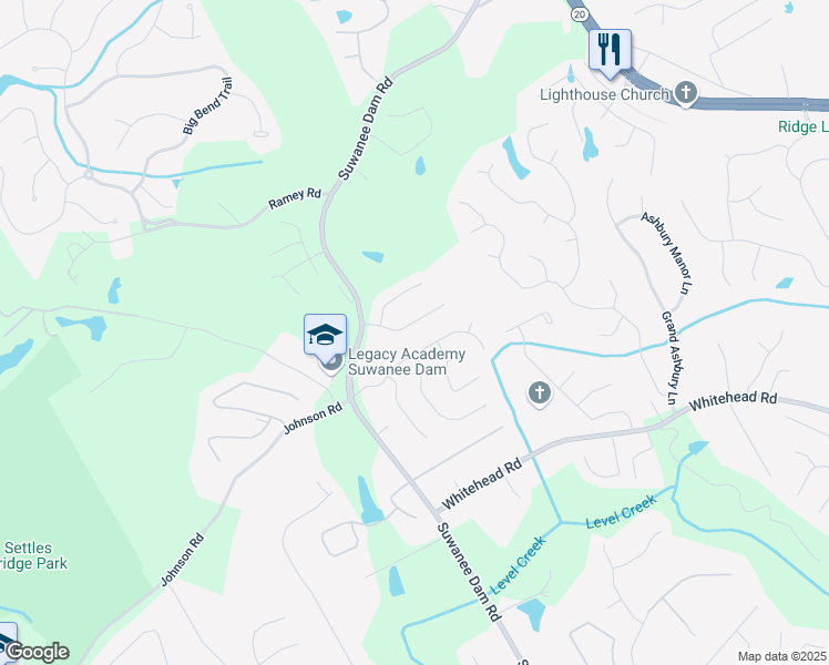 map of restaurants, bars, coffee shops, grocery stores, and more near 75 Saltcreek Point Northeast in Sugar Hill