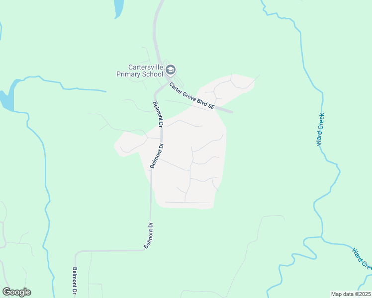 map of restaurants, bars, coffee shops, grocery stores, and more near 7 Ridgemont Way in Cartersville