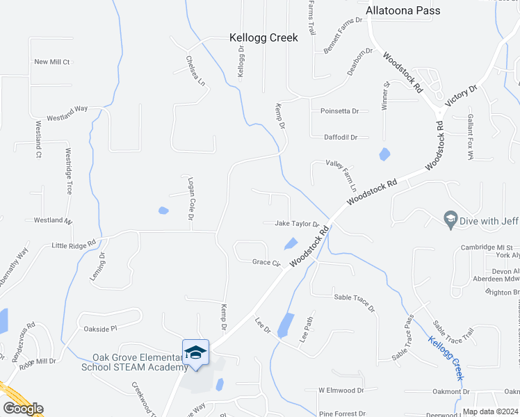 map of restaurants, bars, coffee shops, grocery stores, and more near 304 Seth Way in Acworth