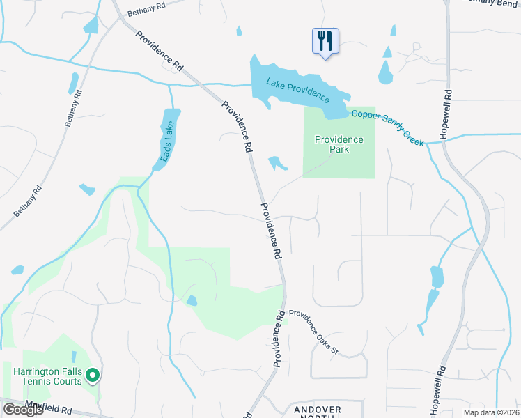 map of restaurants, bars, coffee shops, grocery stores, and more near 13280 Providence Road in Alpharetta