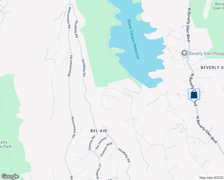 map of restaurants, bars, coffee shops, grocery stores, and more near 1687 Stone Canyon Road in Los Angeles