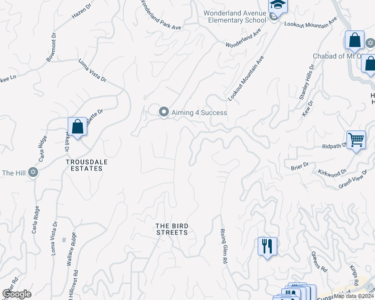 map of restaurants, bars, coffee shops, grocery stores, and more near 2287 Sunset Plaza Drive in Los Angeles