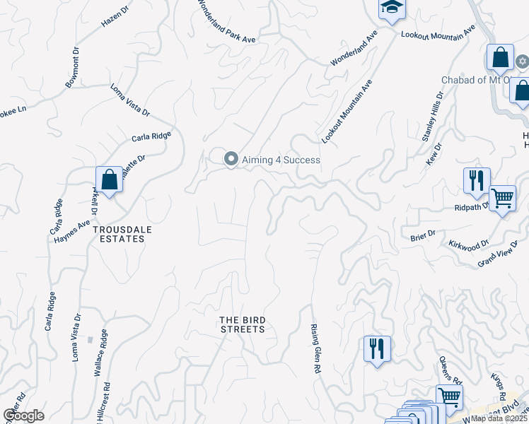 map of restaurants, bars, coffee shops, grocery stores, and more near 2287 Sunset Plaza Drive in Los Angeles