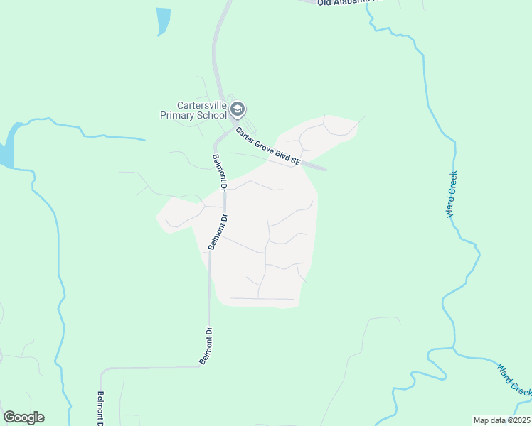 map of restaurants, bars, coffee shops, grocery stores, and more near 4 Ridgemont Way in Cartersville