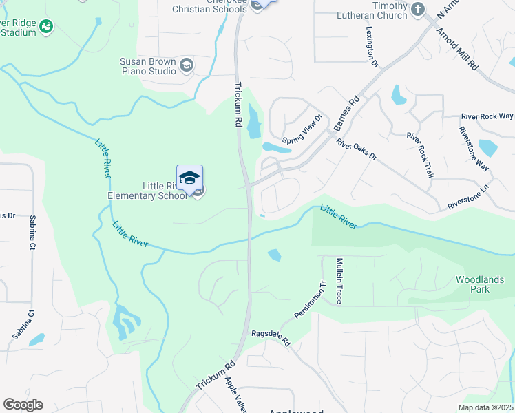 map of restaurants, bars, coffee shops, grocery stores, and more near 158 Riverside Lane in Woodstock