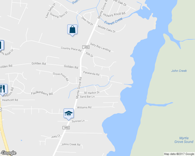 map of restaurants, bars, coffee shops, grocery stores, and more near 138 Patalanda Road in Wilmington