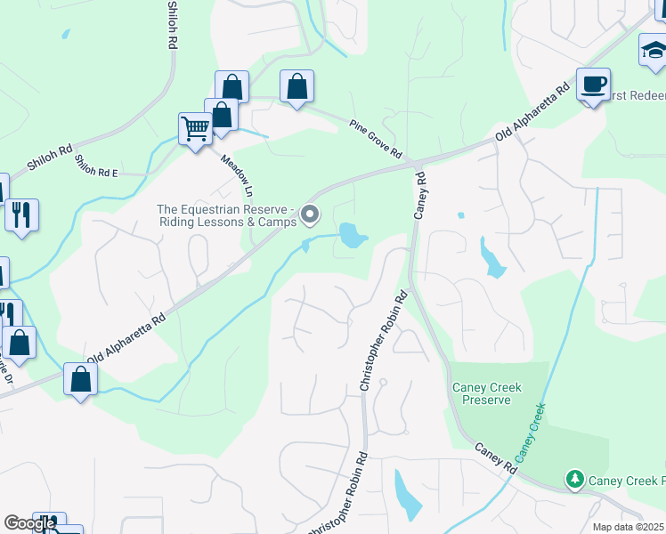 map of restaurants, bars, coffee shops, grocery stores, and more near 850 Garden Reserve Lane in Alpharetta