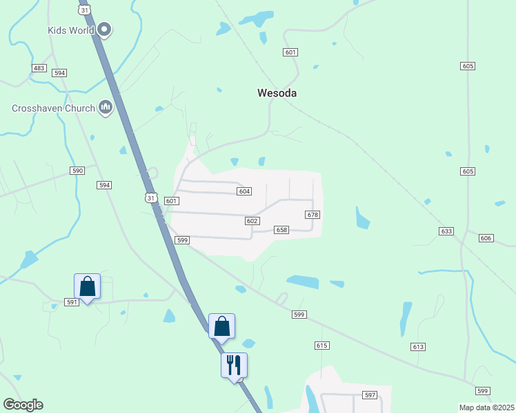 map of restaurants, bars, coffee shops, grocery stores, and more near 510 County Road 658 in Hanceville