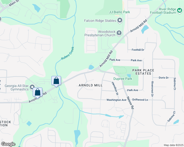 map of restaurants, bars, coffee shops, grocery stores, and more near 294 Arnold Mill Road in Woodstock