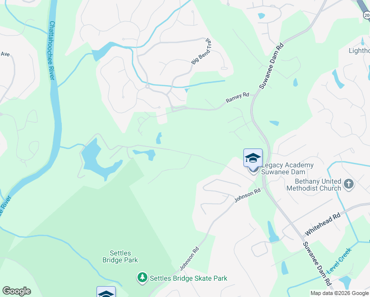map of restaurants, bars, coffee shops, grocery stores, and more near 5630 Kennedy Road in Suwanee