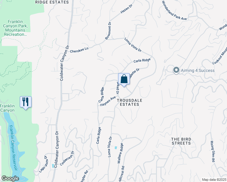 map of restaurants, bars, coffee shops, grocery stores, and more near 530 Vick Place in Beverly Hills