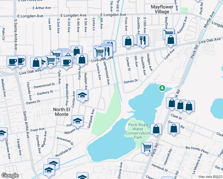map of restaurants, bars, coffee shops, grocery stores, and more near 3218 Hempstead Avenue in Arcadia