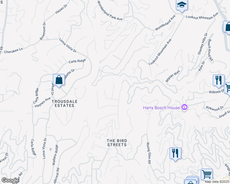 map of restaurants, bars, coffee shops, grocery stores, and more near 1822 Marcheeta Place in Los Angeles