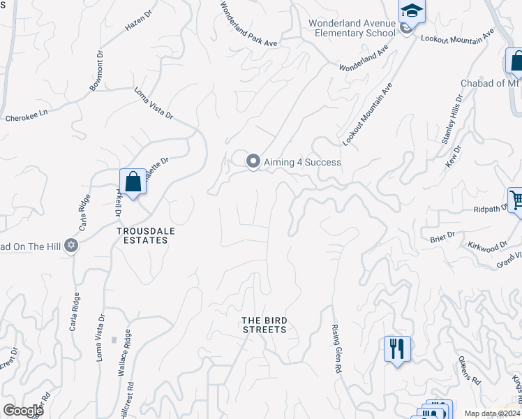 map of restaurants, bars, coffee shops, grocery stores, and more near 1822 Marcheeta Place in Los Angeles