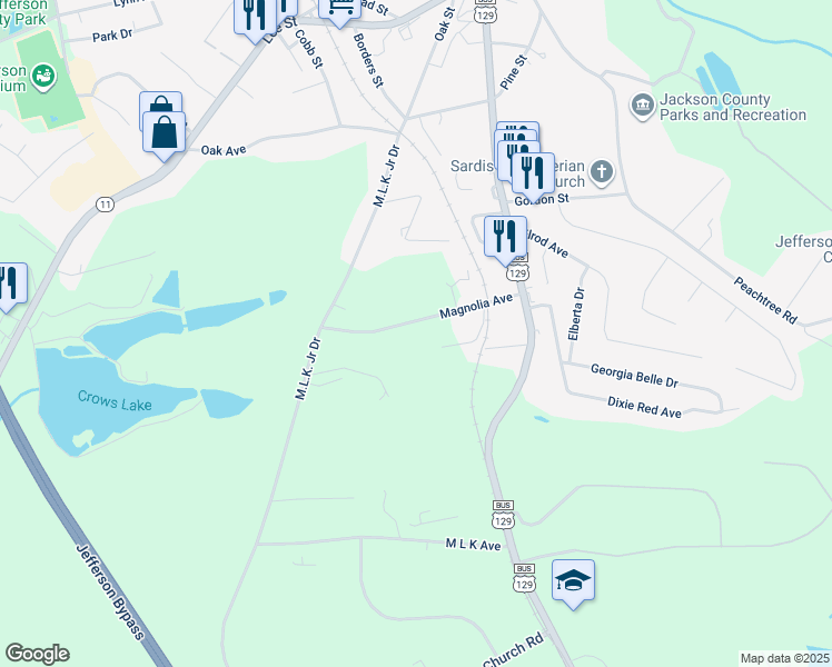 map of restaurants, bars, coffee shops, grocery stores, and more near 263 Magnolia Avenue in Jefferson