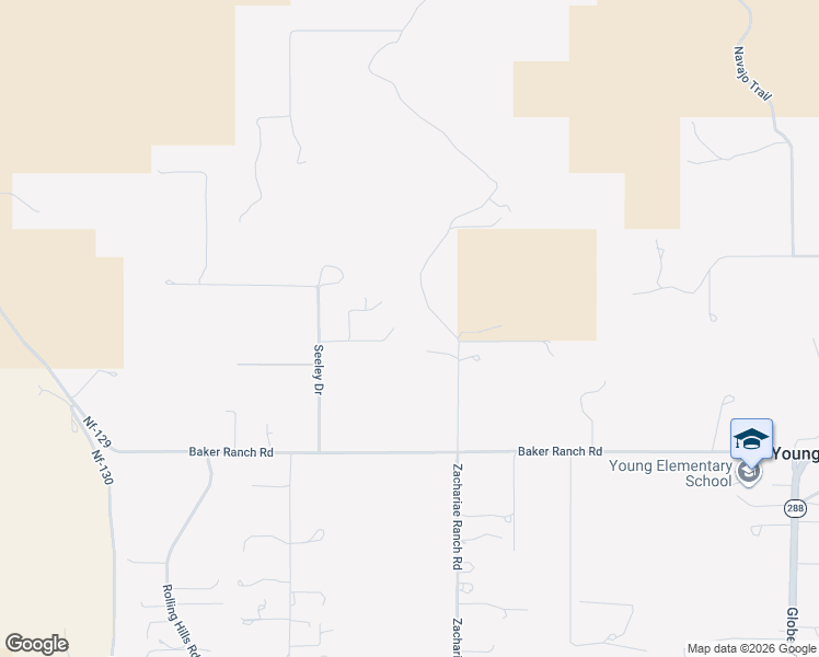 map of restaurants, bars, coffee shops, grocery stores, and more near 137 East Hilltop Road in Young