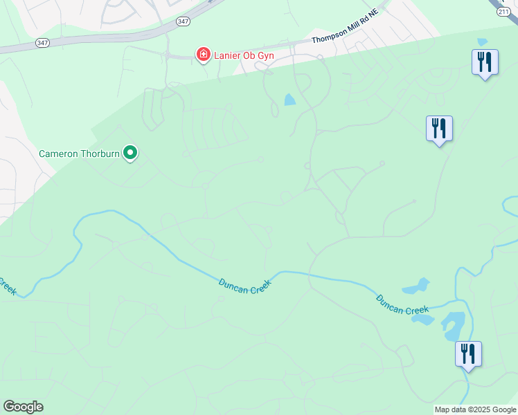map of restaurants, bars, coffee shops, grocery stores, and more near 2317 Crimson King Drive in Braselton