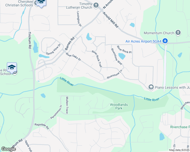 map of restaurants, bars, coffee shops, grocery stores, and more near 813 Riverstone Lane in Woodstock