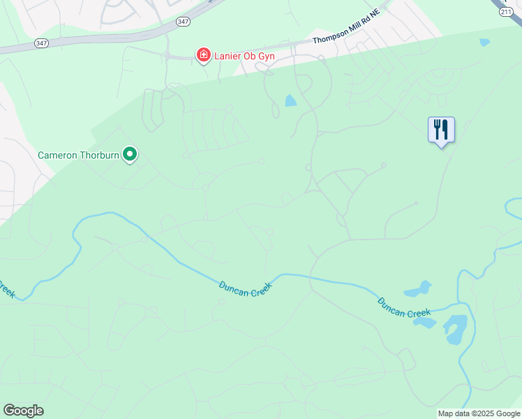 map of restaurants, bars, coffee shops, grocery stores, and more near 2317 Crimson King Drive in Braselton