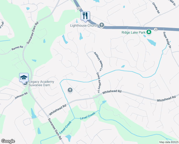 map of restaurants, bars, coffee shops, grocery stores, and more near 5555 Lenox Park Place in Sugar Hill