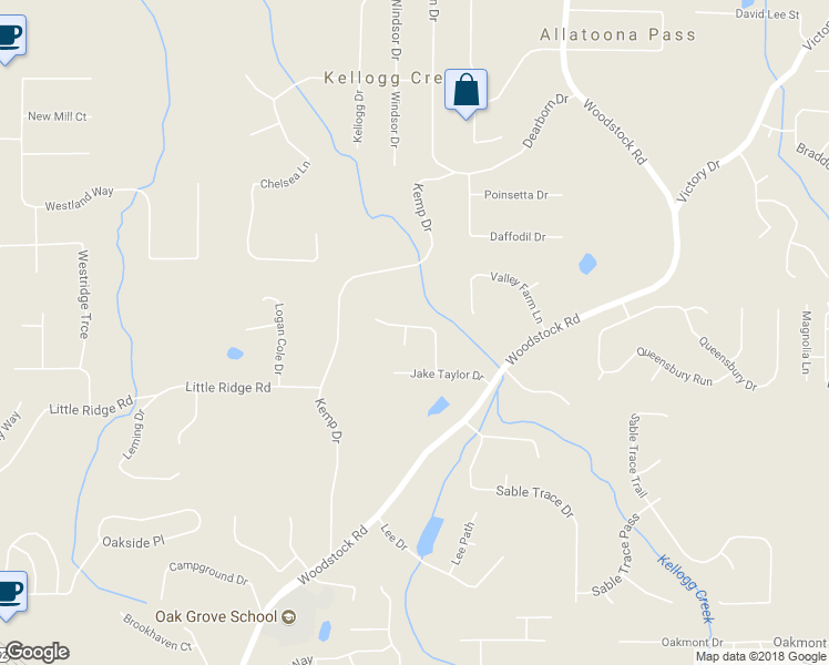 map of restaurants, bars, coffee shops, grocery stores, and more near 213 Julia Lynn Lane in Acworth