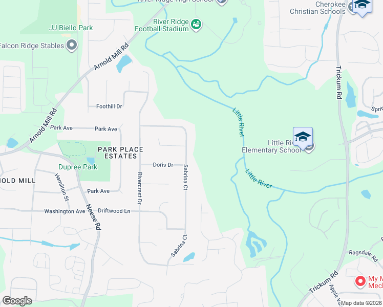 map of restaurants, bars, coffee shops, grocery stores, and more near 235 Sabrina Court in Woodstock