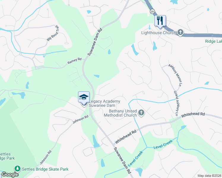 map of restaurants, bars, coffee shops, grocery stores, and more near 110 Saltcreek Point Northeast in Sugar Hill