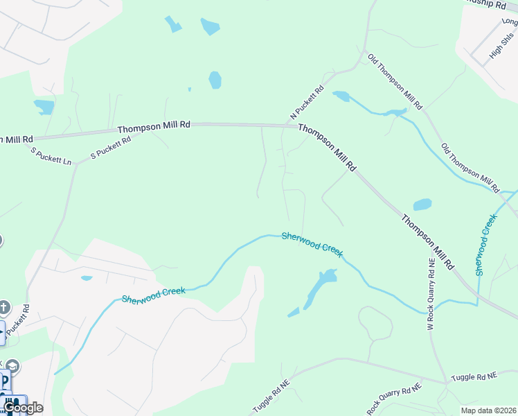 map of restaurants, bars, coffee shops, grocery stores, and more near 3570 Thompson Mill Road in Buford