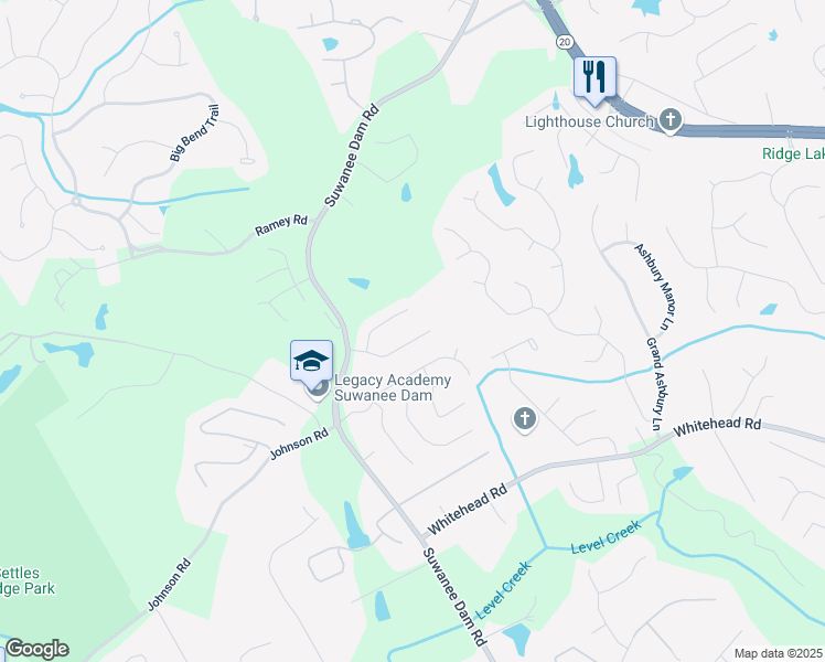 map of restaurants, bars, coffee shops, grocery stores, and more near 110 Saltcreek Point Northeast in Sugar Hill