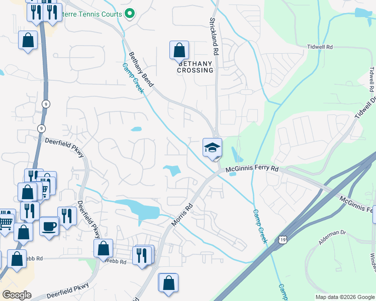 map of restaurants, bars, coffee shops, grocery stores, and more near 3498 Flamingo Ln in Milton