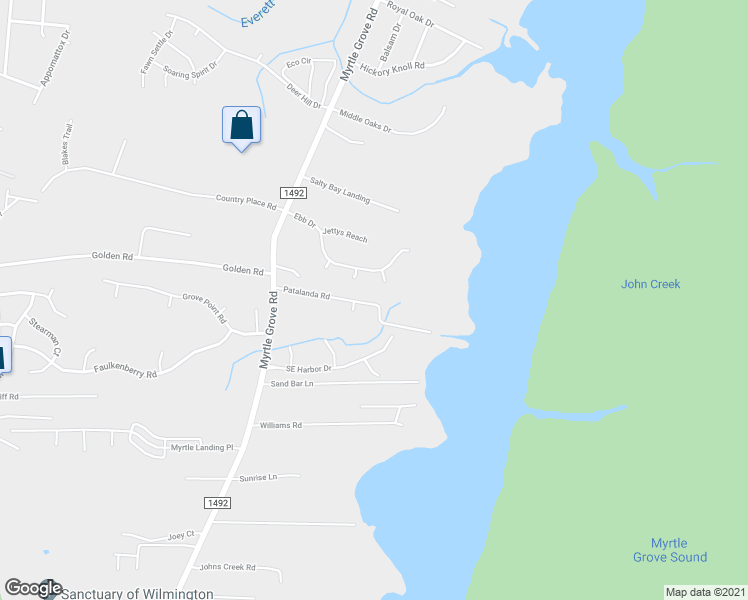 map of restaurants, bars, coffee shops, grocery stores, and more near 215 Patalanda Road in Wilmington