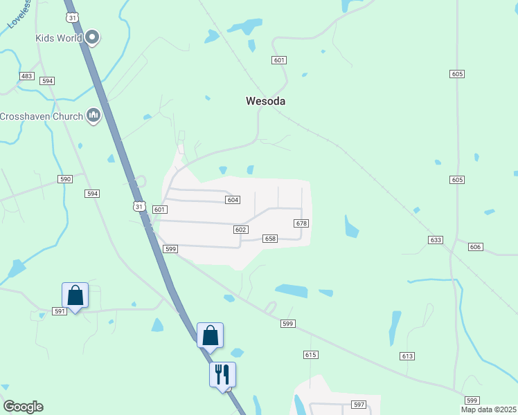map of restaurants, bars, coffee shops, grocery stores, and more near 510 County Road 658 in Hanceville