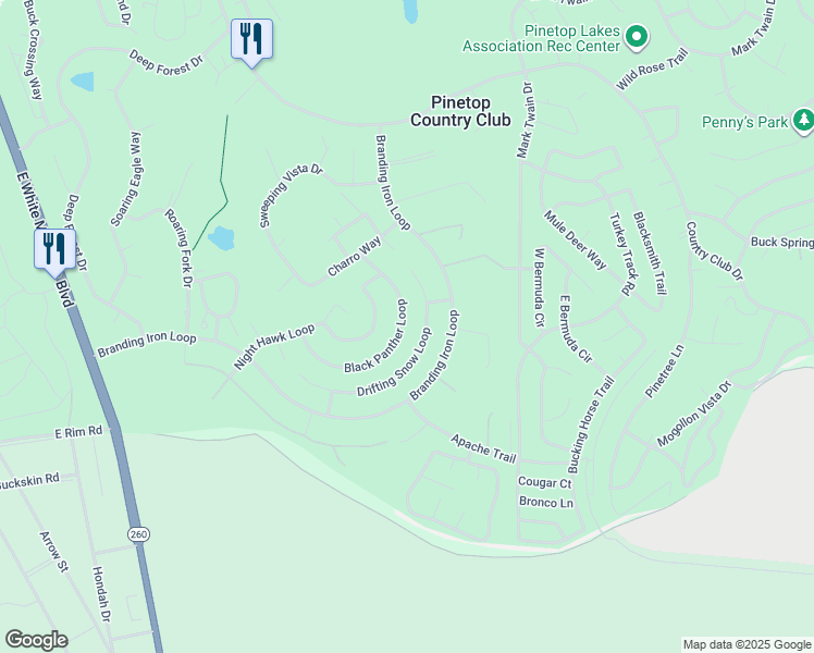 map of restaurants, bars, coffee shops, grocery stores, and more near 5240 Drifting Snow Loop in Navajo County