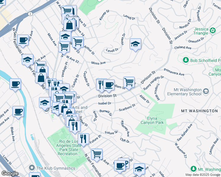 map of restaurants, bars, coffee shops, grocery stores, and more near 3349 Gassen Place in Los Angeles