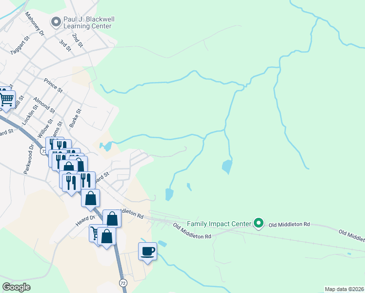 map of restaurants, bars, coffee shops, grocery stores, and more near 1116 Watts Lane in Elberton