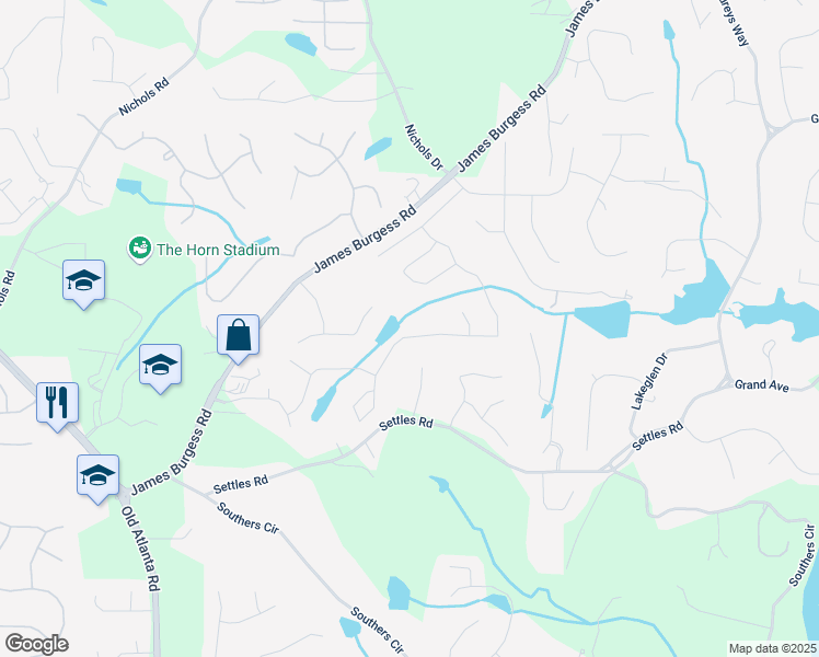 map of restaurants, bars, coffee shops, grocery stores, and more near 1920 Secretariat Gait Way in Suwanee