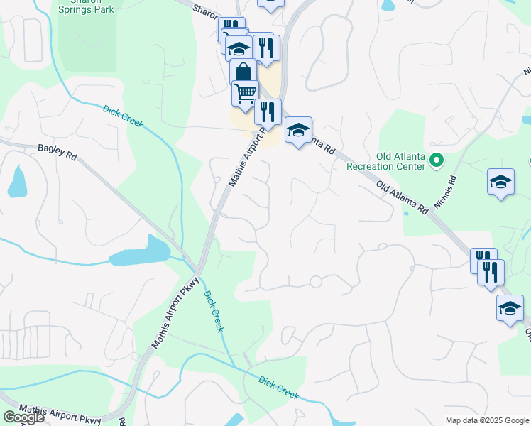 map of restaurants, bars, coffee shops, grocery stores, and more near 505 Tilbury Drive in Suwanee