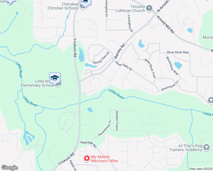 map of restaurants, bars, coffee shops, grocery stores, and more near 225 River Run in Woodstock