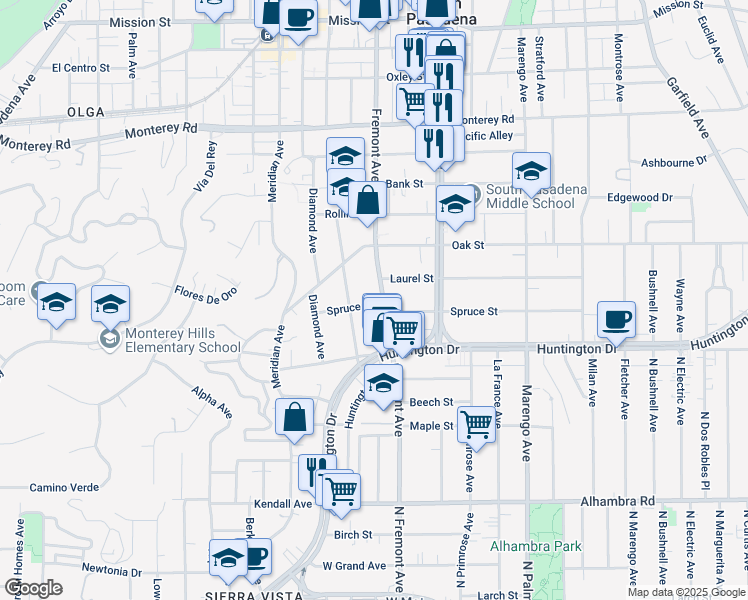 map of restaurants, bars, coffee shops, grocery stores, and more near 4648 Harriman Avenue in Los Angeles