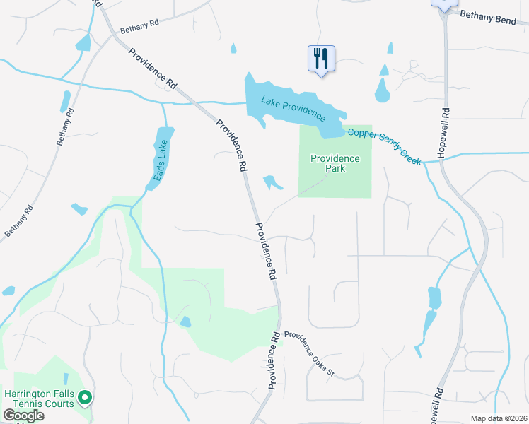 map of restaurants, bars, coffee shops, grocery stores, and more near 13280 Providence Road in Alpharetta