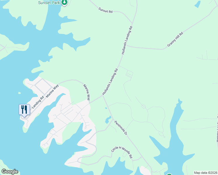 map of restaurants, bars, coffee shops, grocery stores, and more near 1408 Hollands Landing Road in Prosperity